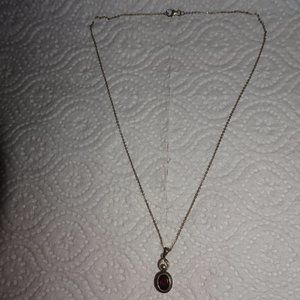 Lucas Lemeth 925 SS Garnet Pendant Necklace